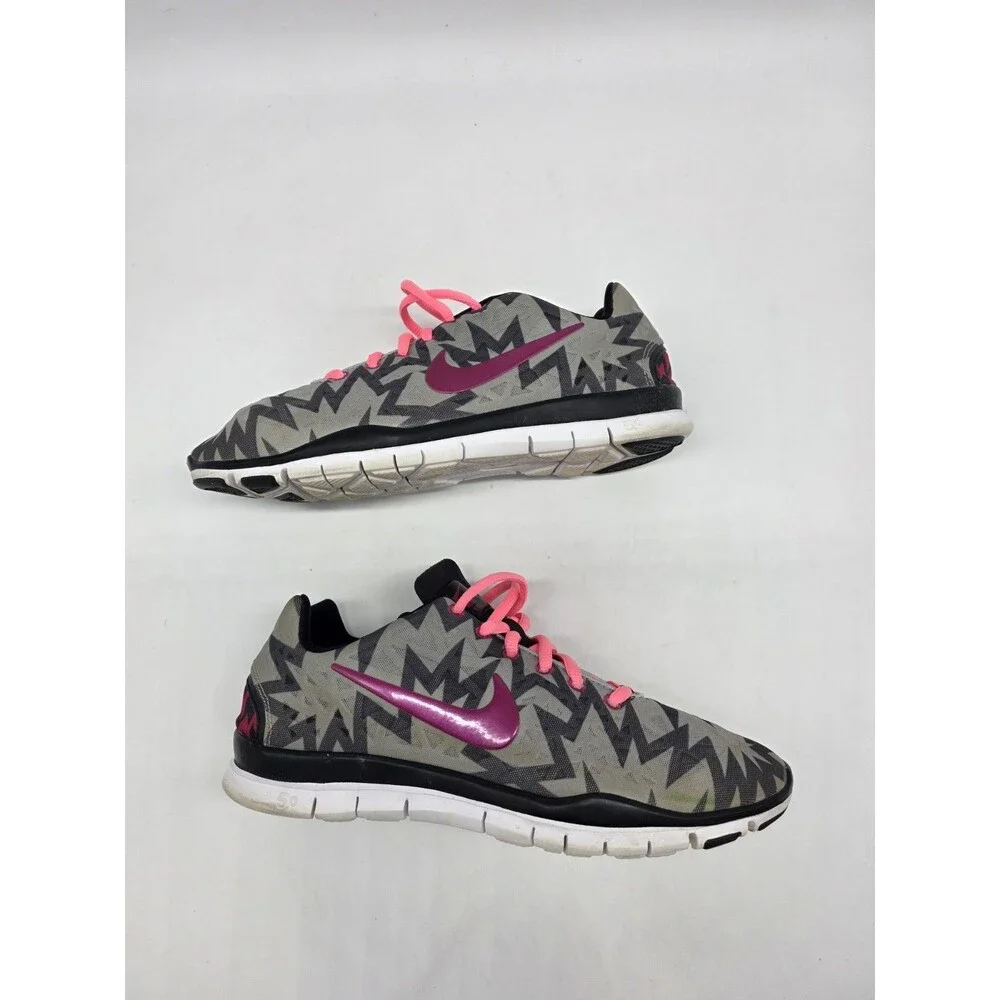 Nike Free TR Fit 3 Cross Training Shoes Sz 8 Gray Pink Geometric 555159-003